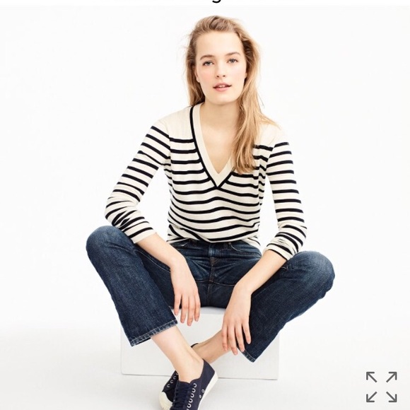J. Crew Sweaters - J. Crew striped V-neck sweater summerweight cotton